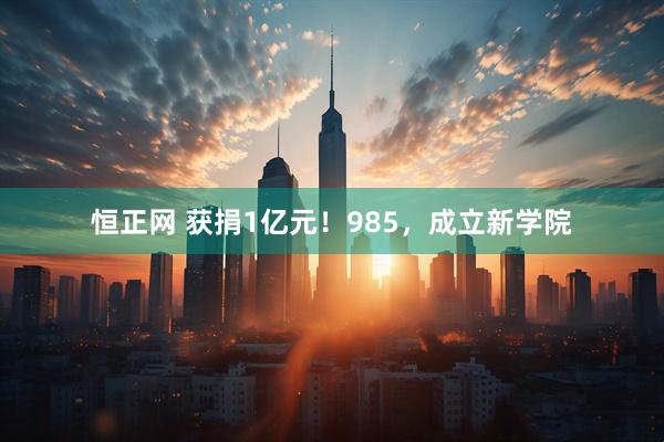 恒正网 获捐1亿元！985，成立新学院